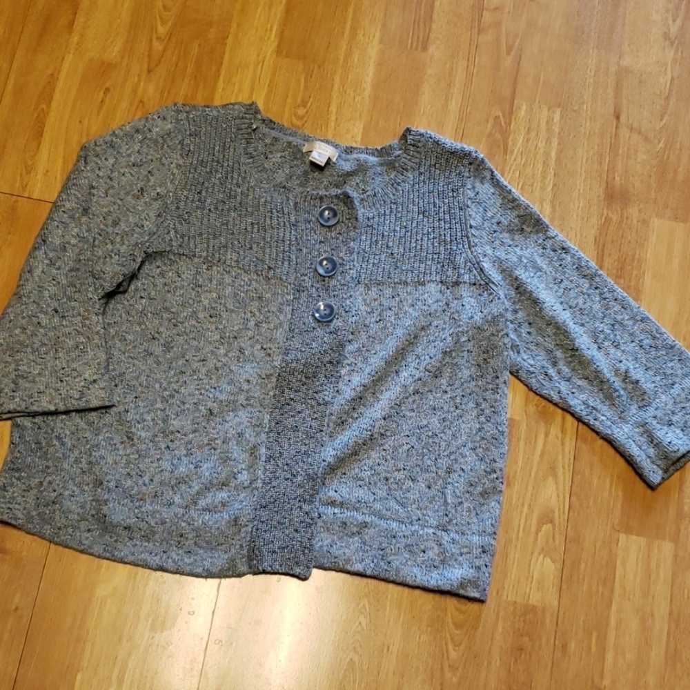 Christopher & Banks heathered blue cardigan XL